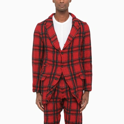 Shop Comme Des Garçons Shirt | Red Checked Single-breasted Blazer