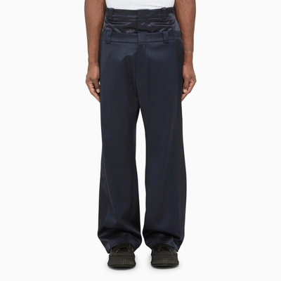 Shop Bluemarble Blue Wool Deconstructed Trousers