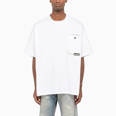 Shop Incotex Red X Facetasm White Cotton Crew Neck T-shirt