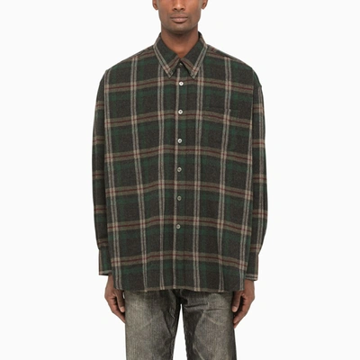 Shop Our Legacy Oversized Green Check Shirt In Grey