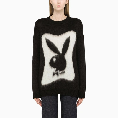 Shop Saint Laurent Black Mohair Playboy Sweater