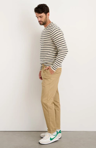 Shop Alex Mill Jordan Stripe Ribbed Crewneck Cashmere Sweater In Ivory/ Navy