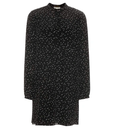 Saint Laurent Black Dot Print Silk Dress