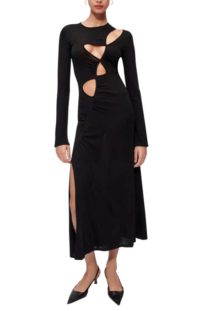 Maje Rob Cutout Detail Long Sleeve Dress In Black | ModeSens