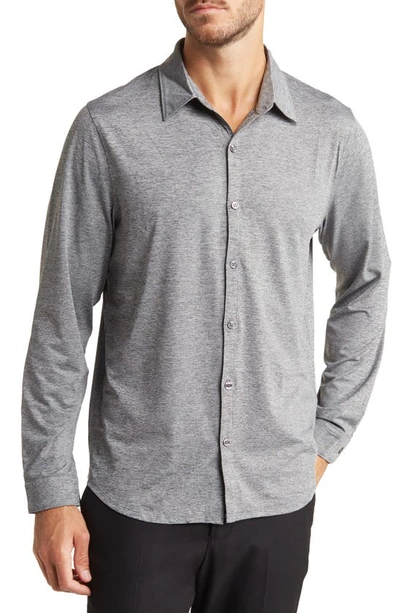 Shop Zachary Prell Bill Stretch Knit Button-up Shirt In Black