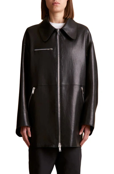 Shop Khaite Gellar Longline Leather Jacket In Black