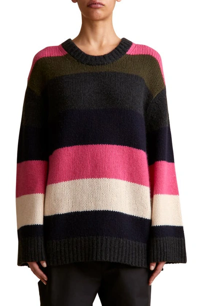 Shop Khaite Jade Stripe Cashmere Sweater In Multicolor Stripe