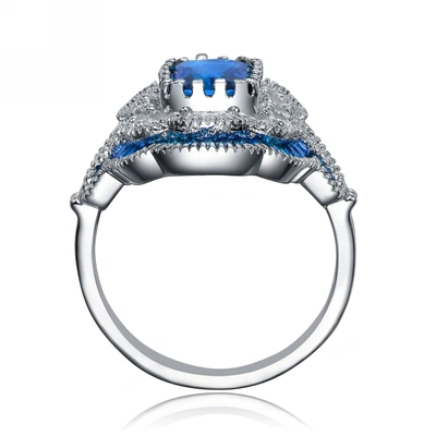 Shop Genevive Sterling Silver Sapphire Cubic Zirconia Pave Cocktail Ring