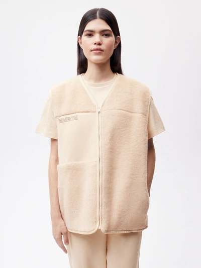 Pangaia Colour Block Recycled Wool Fleece Gilet In Sand