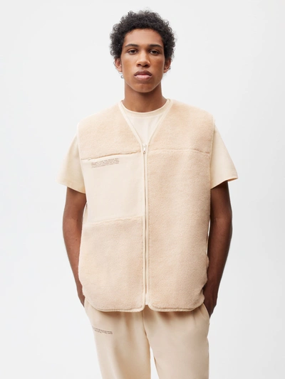 Pangaia Colour Block Recycled Wool Fleece Gilet In Sand