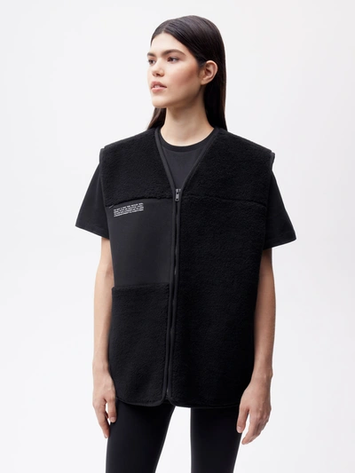 Shop Pangaia Recycled Wool Fleece Gilet — Black Xs