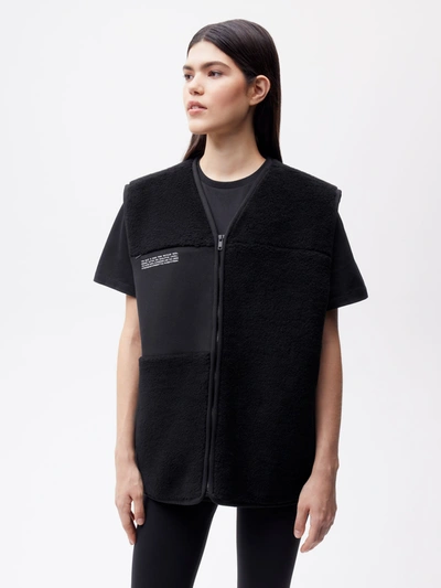 Shop Pangaia Recycled Wool Fleece Gilet In Black