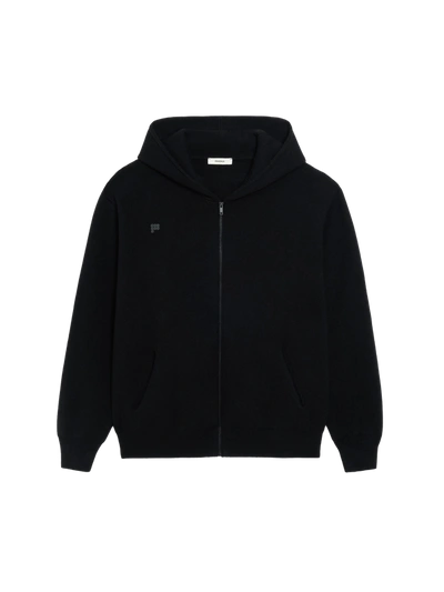 Shop Pangaia Recycled Cashmere Zipped Hoodie In Black