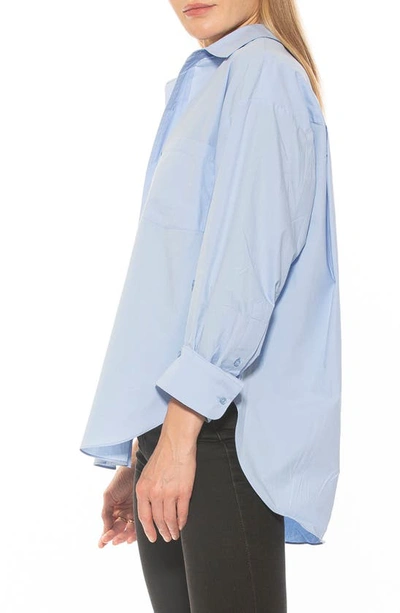 Shop Alexia Admor Amber Classic Boyfriend Fit Button-up Shirt In Blue