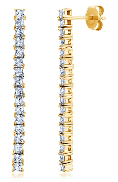 Shop Crislu Cubic Zirconia Linear Drop Earrings In Gold