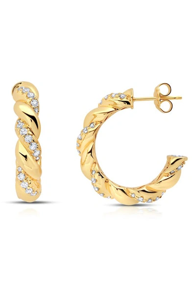 Shop Crislu Twisted Hoop Earrings In Gold