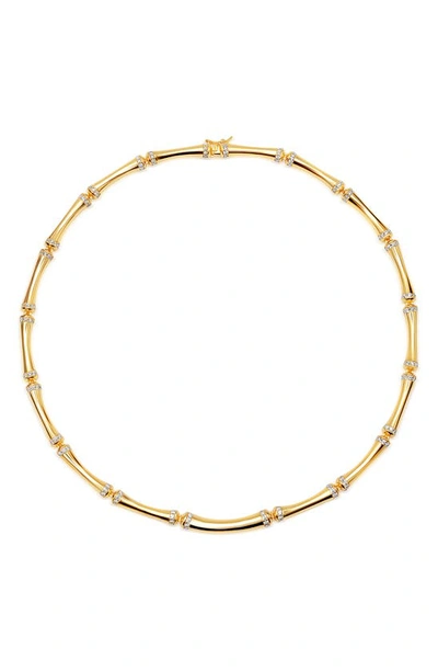 Shop Crislu Bamboo Collar Necklace In Gold