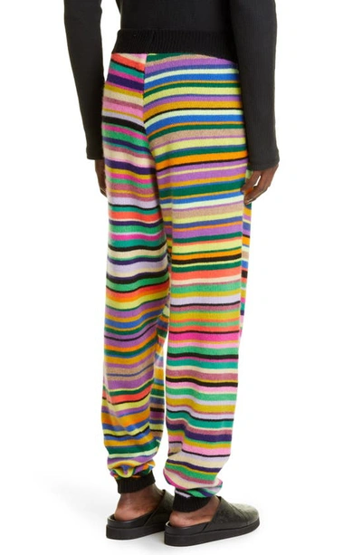 Shop The Elder Statesman Ultra Stripe Cashmere Joggers In Black W/ H22 Multi C509