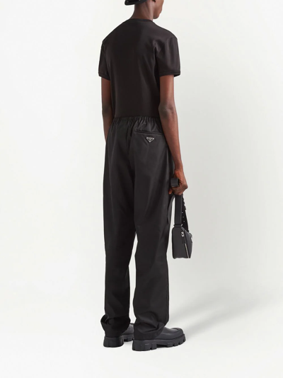 Prada Black Cotton T-shirt With Minimalist Design And Logo Detail In Black