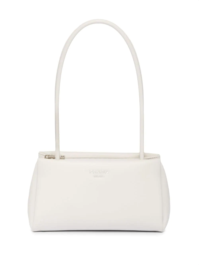 Shop Prada Small Logo-embossed Shoulder Bag In White