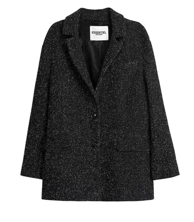 Shop Essentiel Antwerp Chaud Black Bouclé Oversized Blazer