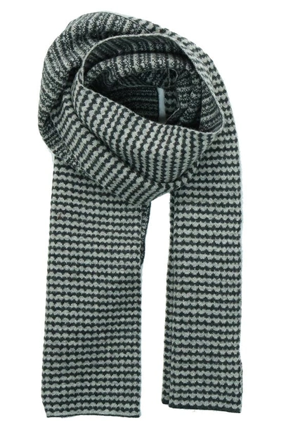 Shop Portolano Intarsia Knit Scarf In Charcoal/ Light Grey
