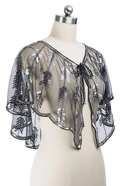 Shop Saachi Sequin Mesh Capelet In Black