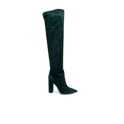 Shop Gianvito Rossi Green Knee-high Suede Boots
