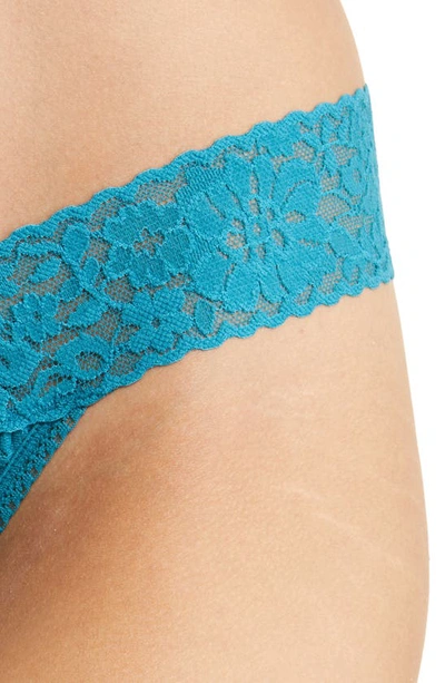 Shop Hanky Panky Daily Lace Original Rise Thong In Tidal Teal Blue
