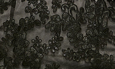 Shop Mac Duggal Beaded Long Sleeve Lace Sheath Gown In Black