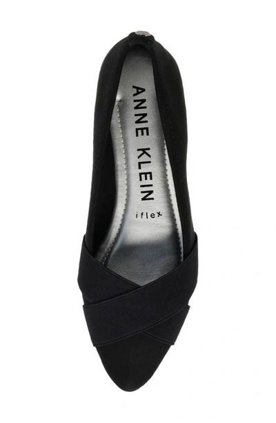 Shop Anne Klein Oalise Pointed Toe Flat In Black/ Black Fabric