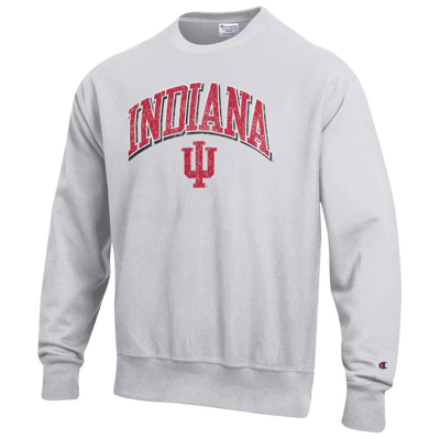 Shop Champion Gray Indiana Hoosiers Arch Over Logo Reverse Weave Pullover Sweatshirt
