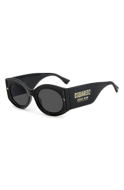 Shop Dsquared2 51mm Round Sunglasses In Black / Grey