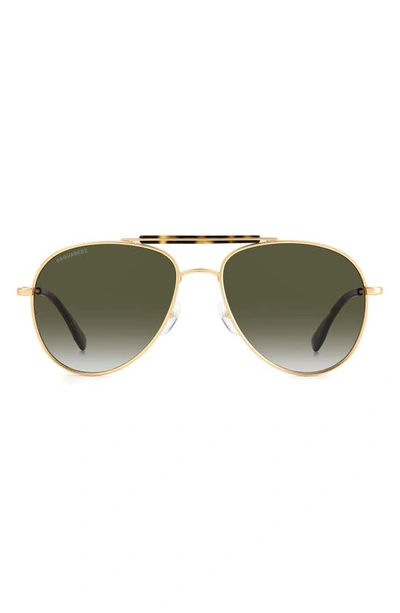 Shop Dsquared2 56mm Aviator Sunglasses In Matte Gold / Green Shaded