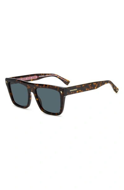 Shop Dsquared2 54mm Flat Top Sunglasses In Havana / Blue