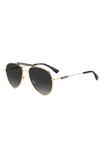 Shop Dsquared2 56mm Aviator Sunglasses In Gold Black / Grey Shaded