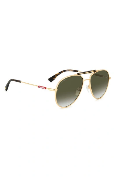 Shop Dsquared2 56mm Aviator Sunglasses In Matte Gold / Green Shaded