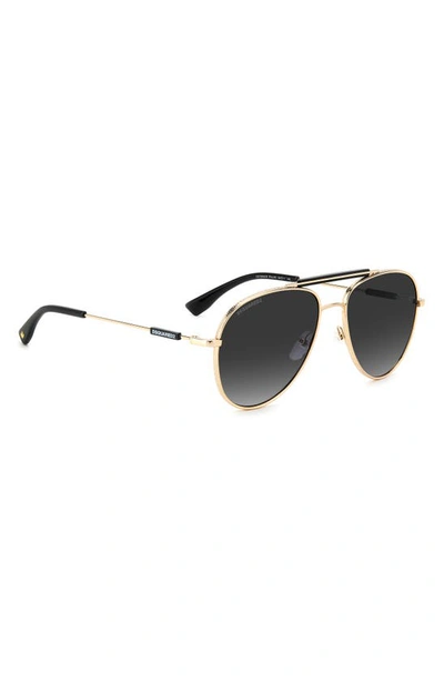 Shop Dsquared2 56mm Aviator Sunglasses In Gold Black / Grey Shaded