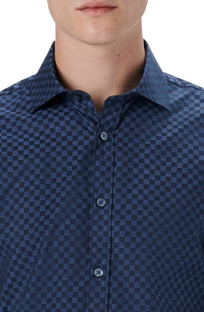 Shop Bugatchi Axel Shaped Fit Check Button-up Shirt In Navy