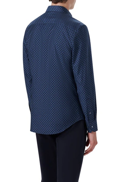 Shop Bugatchi Axel Shaped Fit Check Button-up Shirt In Navy