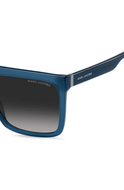 Shop Marc Jacobs 57mm Flat Top Sunglasses In Blue / Grey Shaded