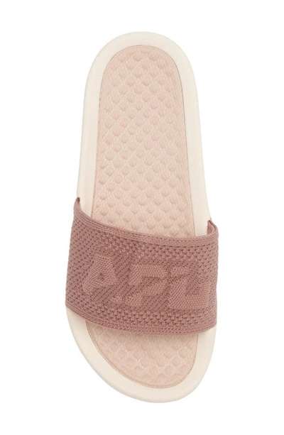 Apl Athletic Propulsion Labs Big Logo Techloom Knit Sport Slide In Creme / Rose Dust / Beachwood