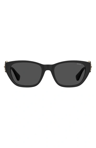 Shop Moschino 55mm Rectangle Sunglasses In Black / Grey