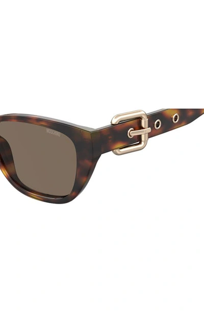Shop Moschino 55mm Rectangle Sunglasses In Havana / Brown