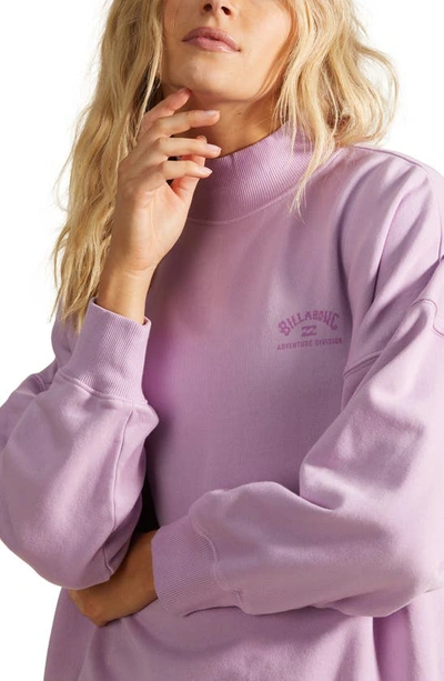 Shop Billabong Canyon Garment Dyed Mock Neck Sweatshirt In Lavender Field