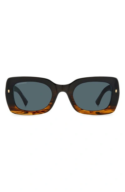 Shop Dsquared2 51mm Rectangular Sunglasses In Brown Horn / Blue