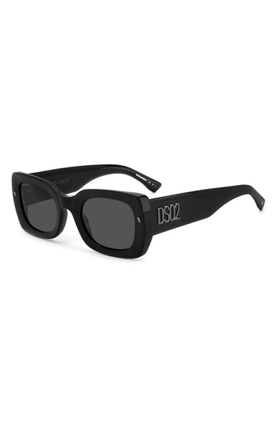 Shop Dsquared2 51mm Rectangular Sunglasses In Black Ruthenium / Grey