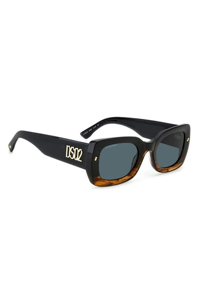 Shop Dsquared2 51mm Rectangular Sunglasses In Brown Horn / Blue