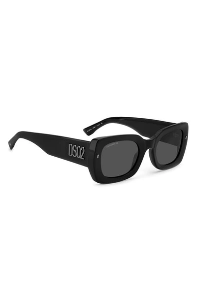Shop Dsquared2 51mm Rectangular Sunglasses In Black Ruthenium / Grey