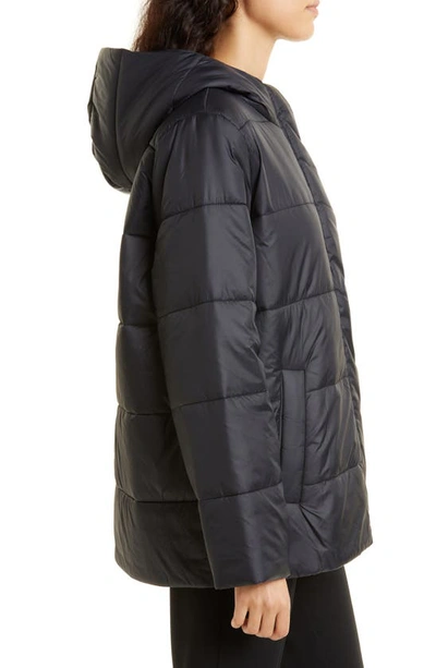 Eileen Fisher Hooded Puffer Jacket In Black
